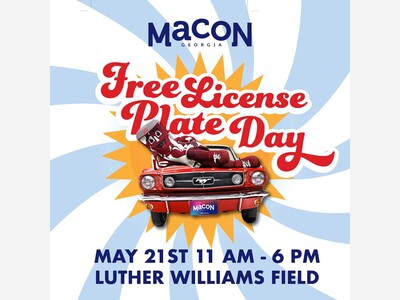 PRESS RELEASE: Score a Free ‘Macon, Georgia’ License Plate, Stock Up on Macon Bacon Merch for the Season & More on May 21st at Luther Williams Field