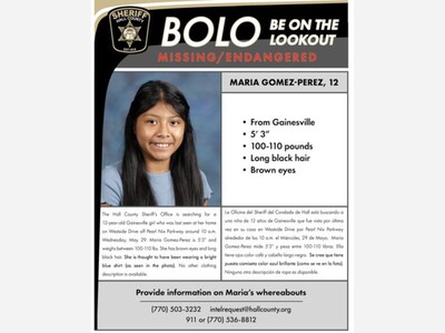 MISSING CHILD: Maria Gomez-Perez, 12, was last seen in Gainesville on May 29th