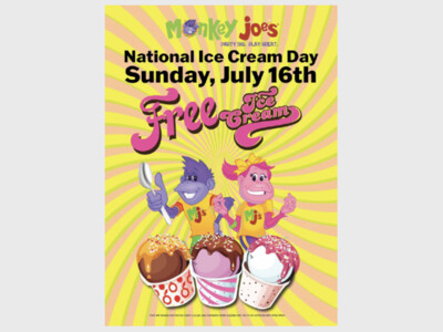 National Ice Cream Day at Monkey Joe's Warner Robins