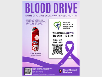 Fundraiser for the Resue Mission blood drive on Oct 15, come help us raise money for their Domestic Violence Program